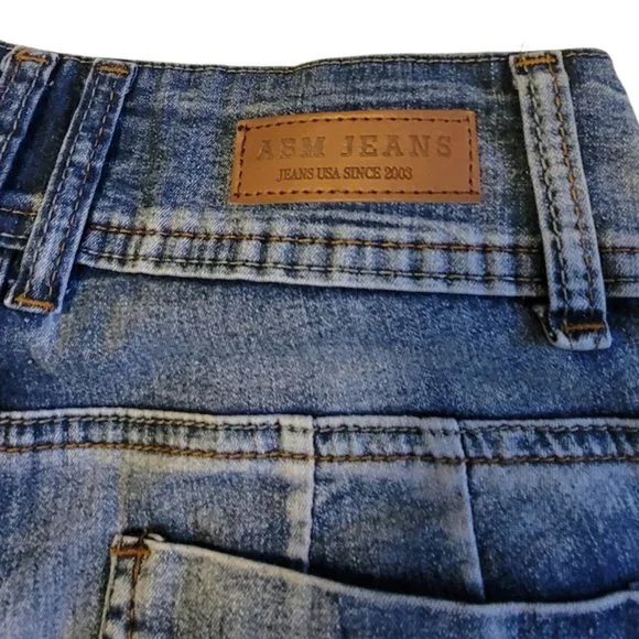 ABM Jeans -Low Rise Skinny Double Button Fly Slightly Distressed Jeans - SZ 7 - Picture 8 of 14